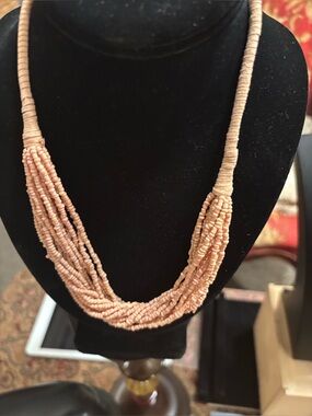 Boho creamy seed bead necklace with earrings